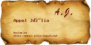 Appel Júlia névjegykártya